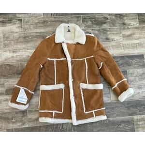 $2,395 NWT Wolfie Premium Shearling Lambskin Whisky Men's Retro Coat Size 42 R